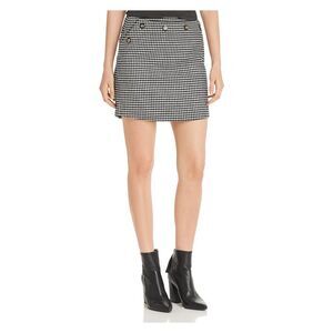 MKT STUDIO Womens Black Button Detail Lined Mini Wear To Work Pencil Skirt 38